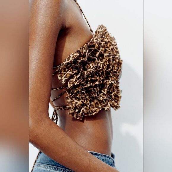 NWT ZARA BENLA FLORAL BANDEAU TOP - Picture 4 of 8